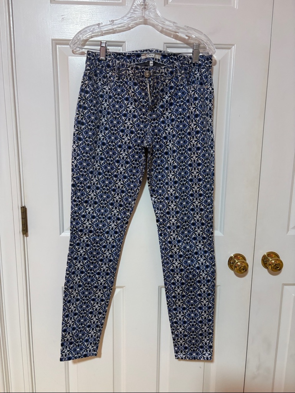 Blue Patterned Skinny Jeans